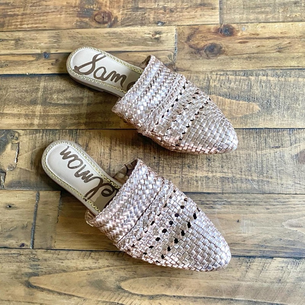 Sam Edelman Rose Gold Woven Mule Slides